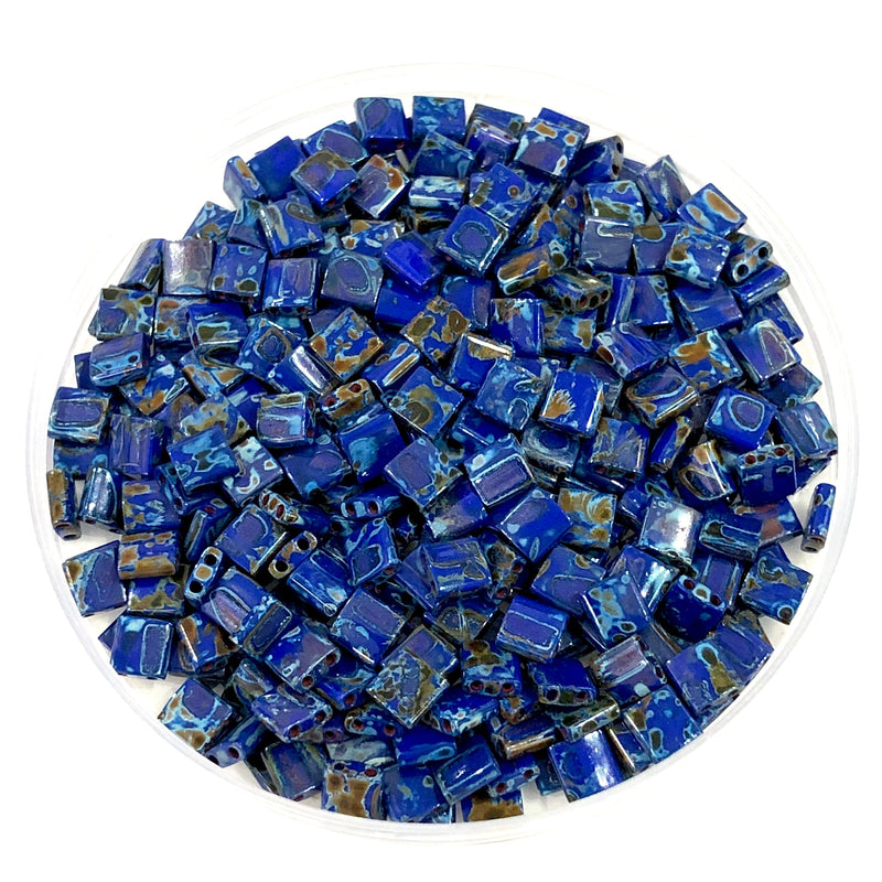 Miyuki Tila Beads TL4518 Picasso Opaque Cobalt,