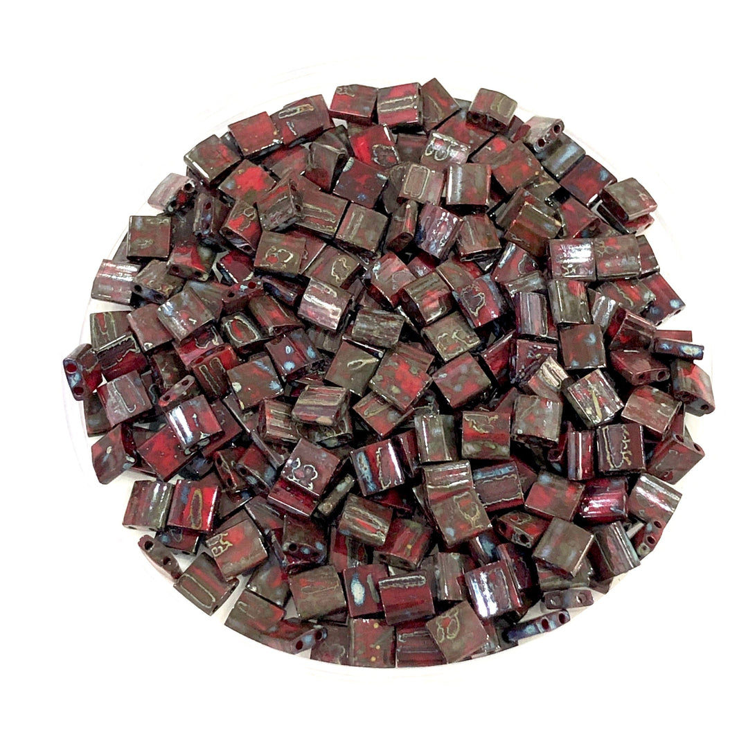 Miyuki Tila Beads TL4521 Picasso Opaque Red,
