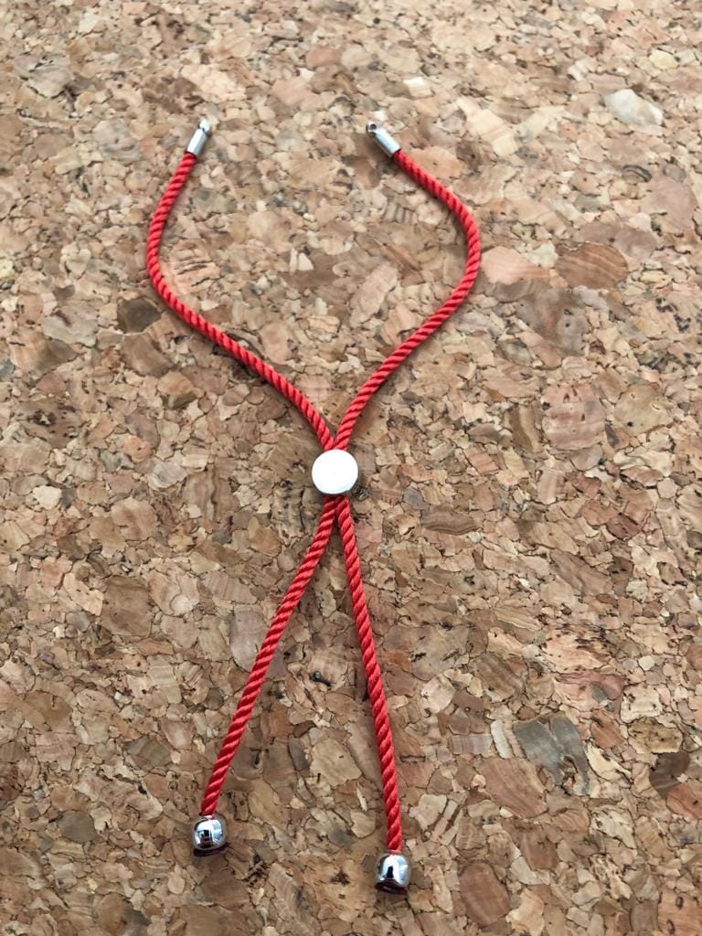 Ébauches de bracelet de curseur de corde réglable, ébauches de bracelet réglables rouges et argentées,