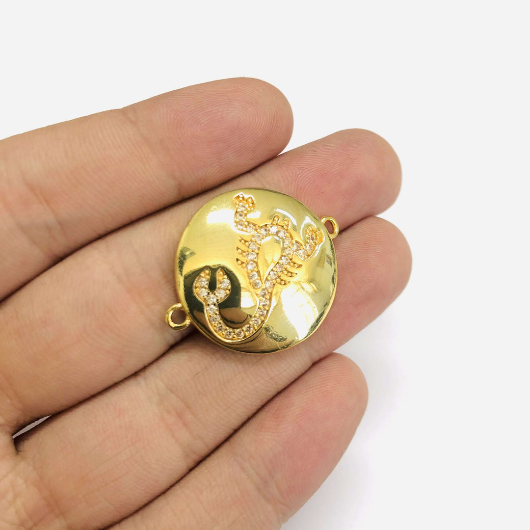 24Kt Gold Plated Brass Zirconia Zodiac Horoscope Sign Connector Charms,