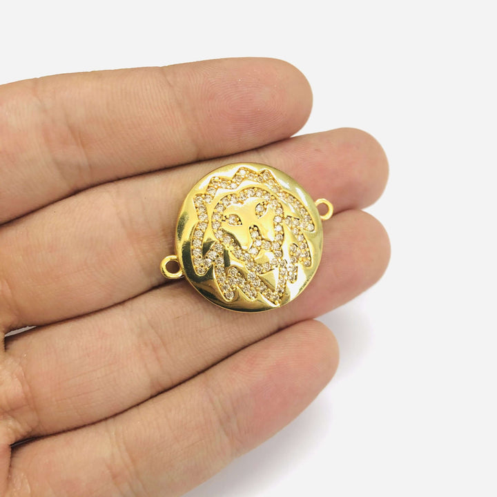 24Kt Gold Plated Brass Zirconia Zodiac Horoscope Sign Connector Charms,