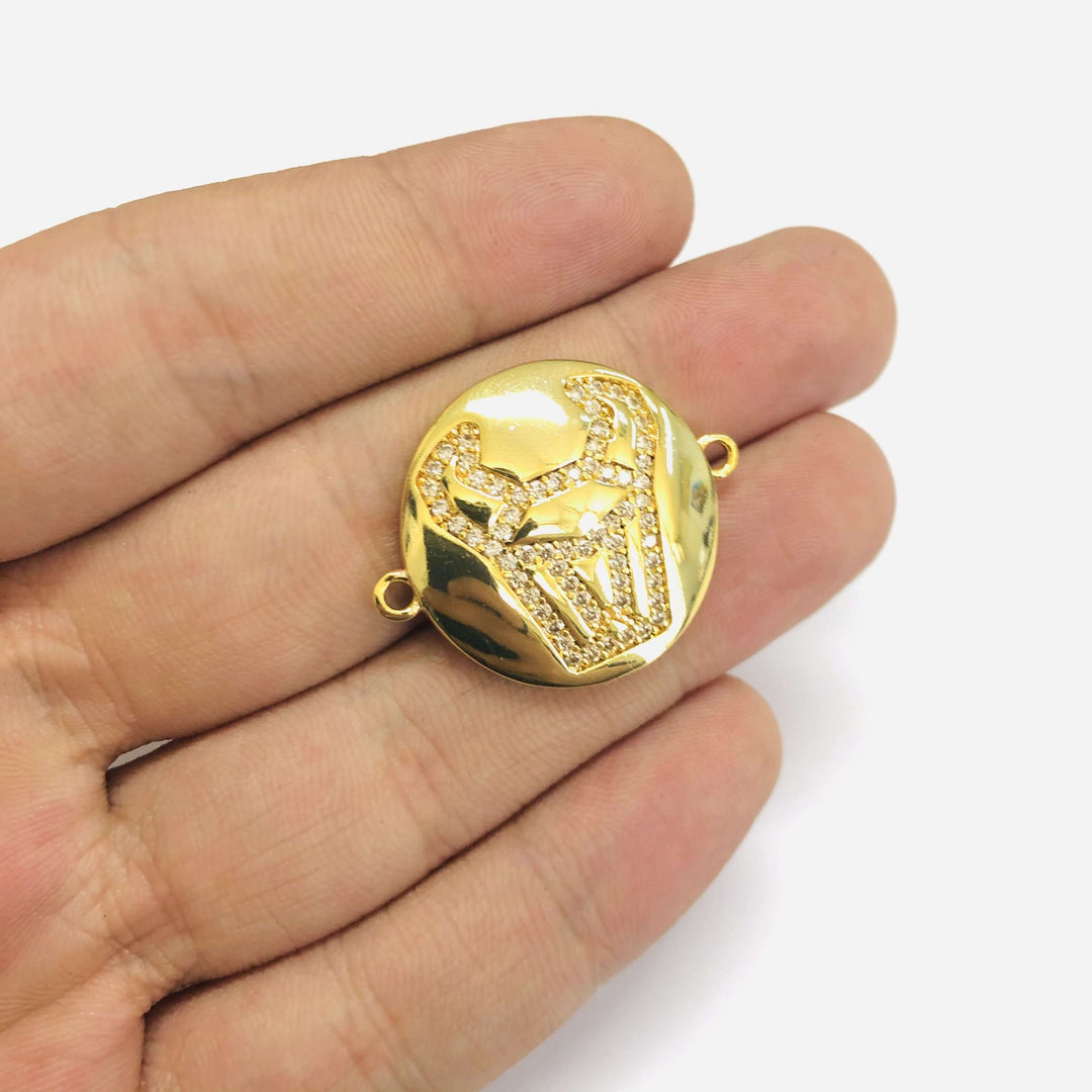 24Kt Gold Plated Brass Zirconia Zodiac Horoscope Sign Connector Charms,