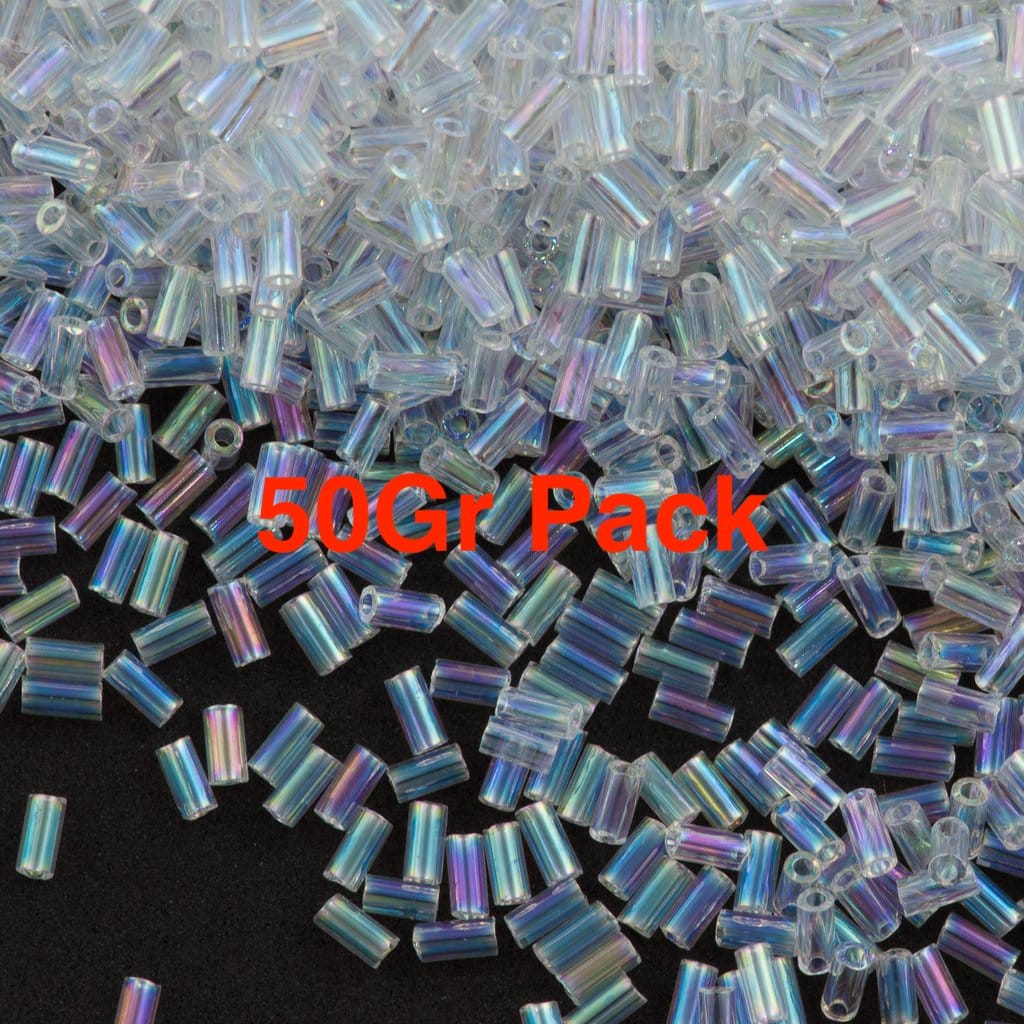 Miyuki Bugles size 3mm 0250 Crystal Clear 10 grams.