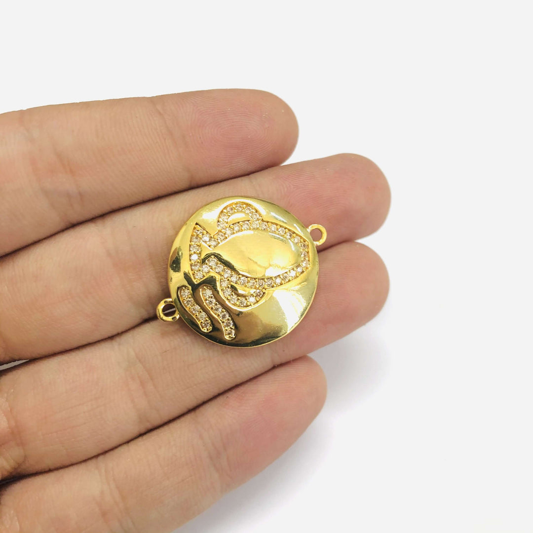 24Kt Gold Plated Brass Zirconia Zodiac Horoscope Sign Connector Charms,