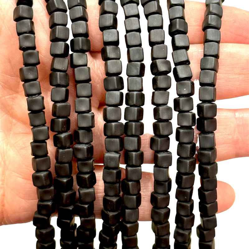 Black Polymer Clay Cube 4mm Beads, 4mm Polymer Clay Spacers