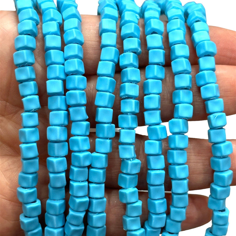Blue Polymer Clay Cube 4mm Beads, 4mm Polymer Clay Spacers