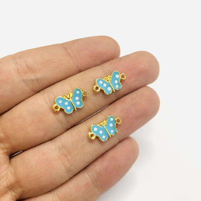 24Kt Gold Plated Blue Enamelled Butterfly Connector Charms, 3 pcs in a Pack£2.5