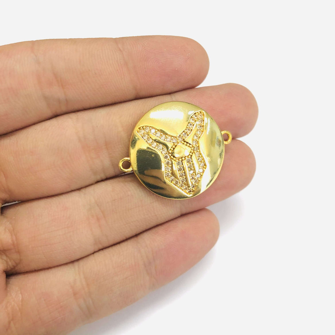 24Kt Gold Plated Brass Zirconia Zodiac Horoscope Sign Connector Charms,