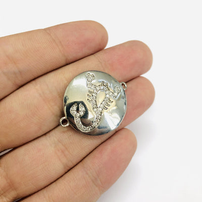 Rhodium Plated Brass Zirconia Zodiac Horoscope Sign Connector Charms,