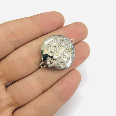 Rhodium Plated Brass Zirconia Zodiac Horoscope Sign Connector Charms,