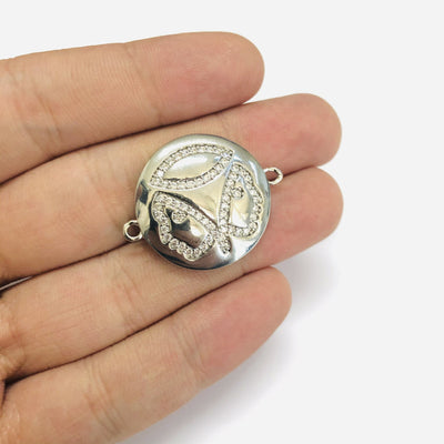 Rhodium Plated Brass Zirconia Zodiac Horoscope Sign Connector Charms,