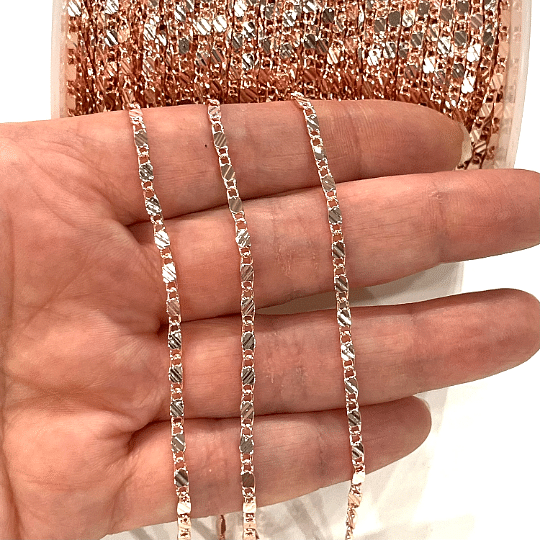 1 Meter, Rose Gold Plated Brass 2.2mm Chain