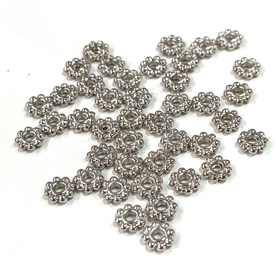 Rhodium Wheel Spacers, 5mm Rhodium Plated Wheel Spacers, 50 pcs in a pack