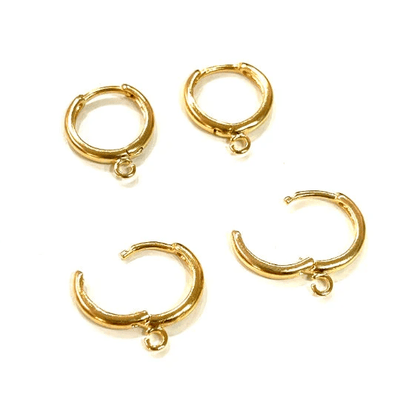 24Kt Shiny Gold Plated Brass Earrings, 12mm Gold Plated Earring