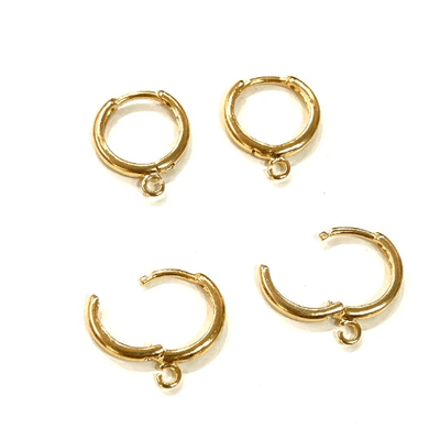 24Kt Shiny Gold Plated Brass Earrings, 12mm Gold Plated Earring