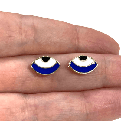 24 Karat vergoldete, marineblau emaillierte Augenanhänger, 2 Stück in einer Packung