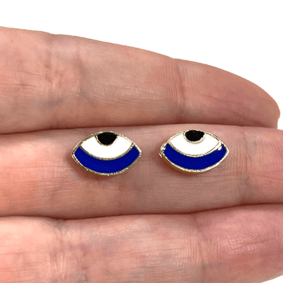 24Kt Gold Plated Navy Enamelled Eye Charms, 2 pcs in a pack