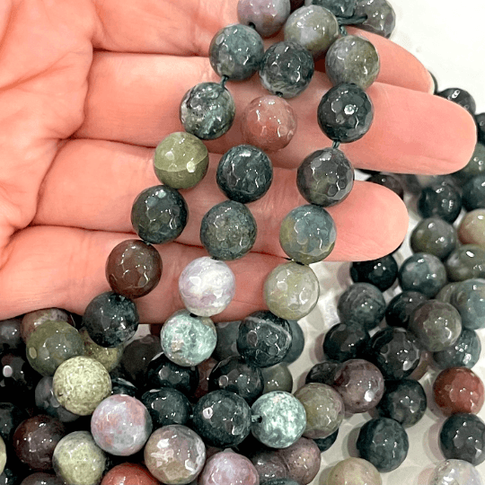Achat-Edelsteinperlen, indischer Achat facettiert 10 mm, 40 Perlen pro Strang, Perlen, Edelsteinperlen, natürlicher Edelstein