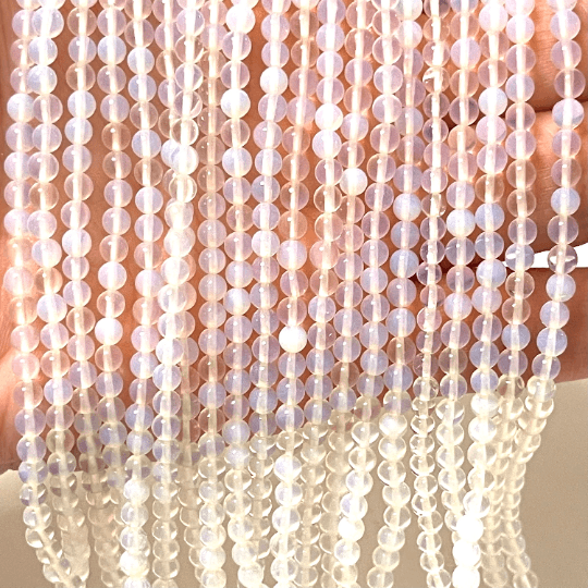Perles rondes lisses en pierre de lune opalite de 4 mm, 95 perles