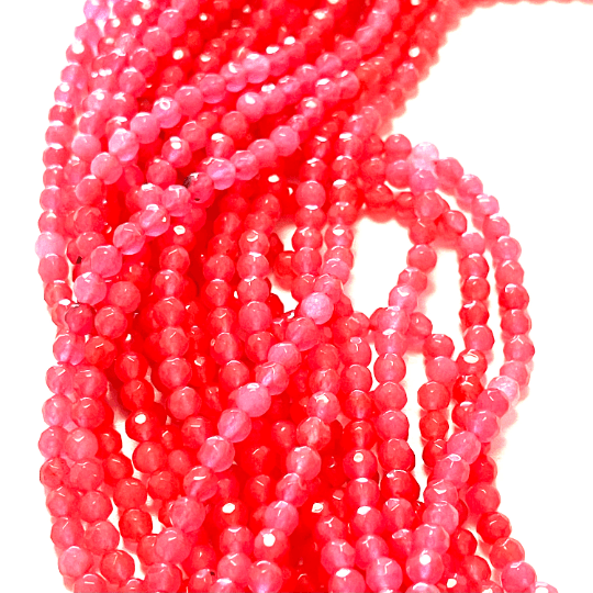 4mm  S.Pink Jade Faceted Round Gemstone Beads, 95 Beads