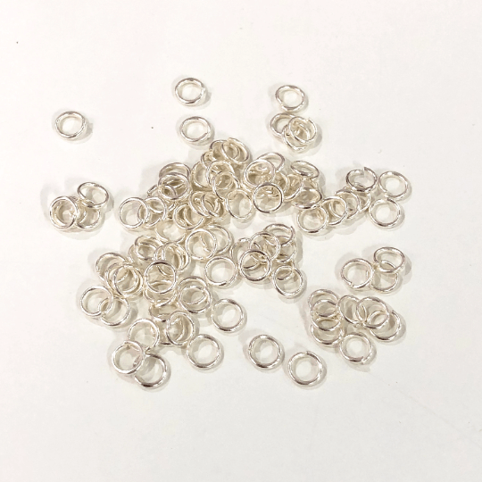 Anneaux plaqués argent 4 mm x 0,5 mm, anneaux argentés 4 mm.