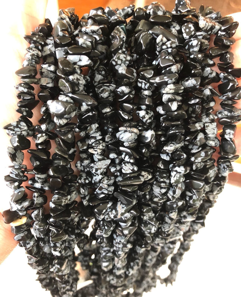 90 cm Strang Natürliche Freeform Snowflake Obsidian Chips, Langer Strang 36&