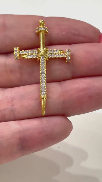 24Kt Gold Plated Stunning Cubic Zirconia Cross Crucifix Pendant