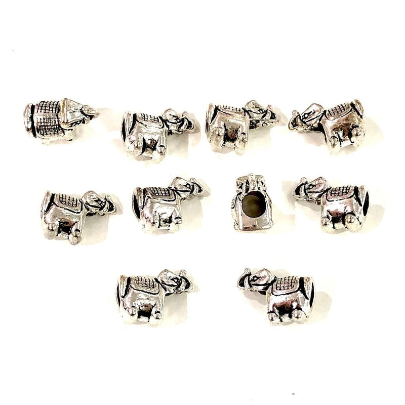 Pandora Silver Elephant Charms, 15x9 mm Silver Elephant Pandora Spacers, 10 pcs dans un pack