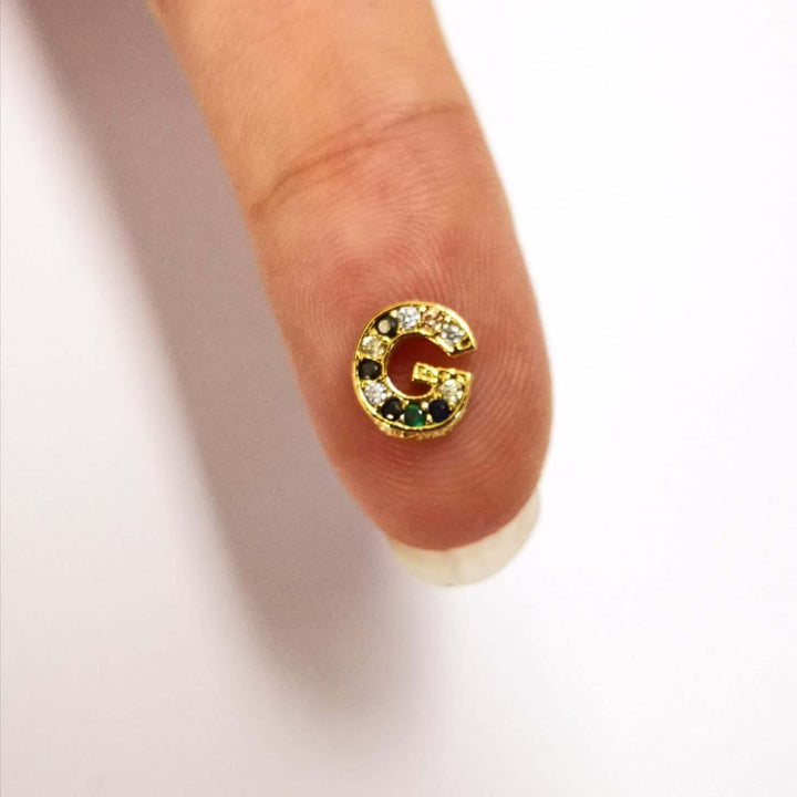 24Kt Gold Plated Brass Multicolor Micro Pave Initial Charms