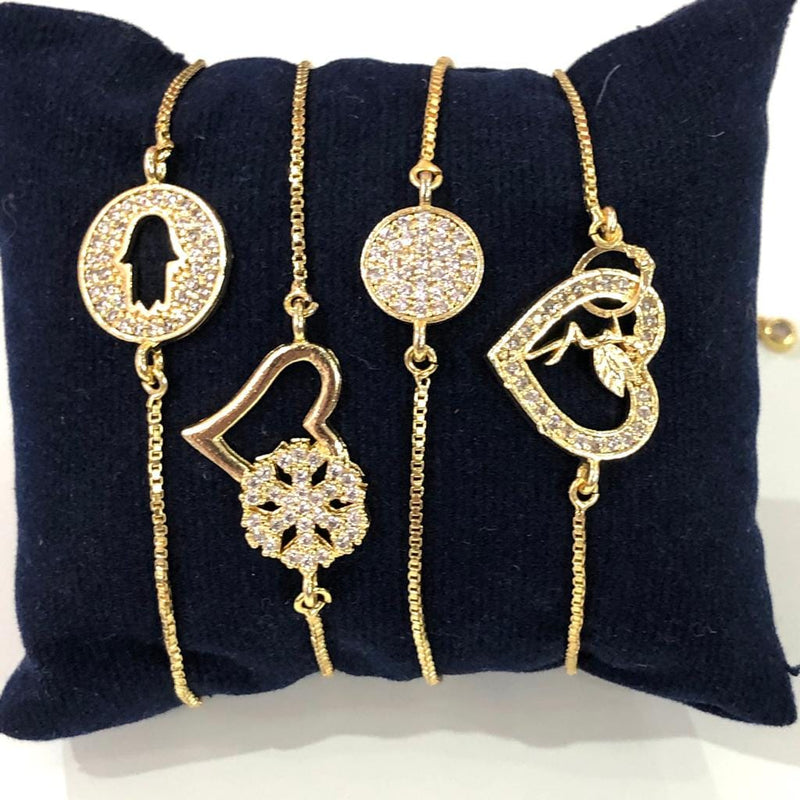 Heart&Infinity Double Loop Gold Plated Charms, Bracelet Charms, Connector Charms