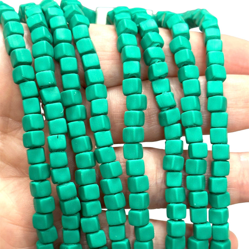 Green Polymer Clay Cube 4mm Beads, 4mm Polymer Clay Spacers