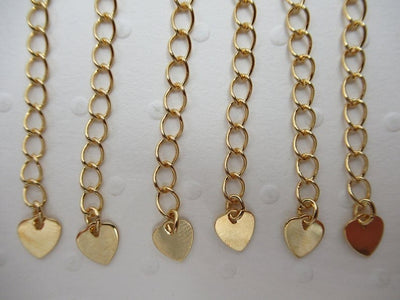 Gold Plated 2 Inch Chain Extender With Heart Charm