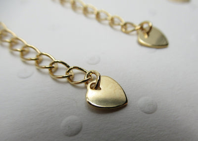 Rallonge de chaîne plaquée or de 2 pouces avec breloque en forme de cœur