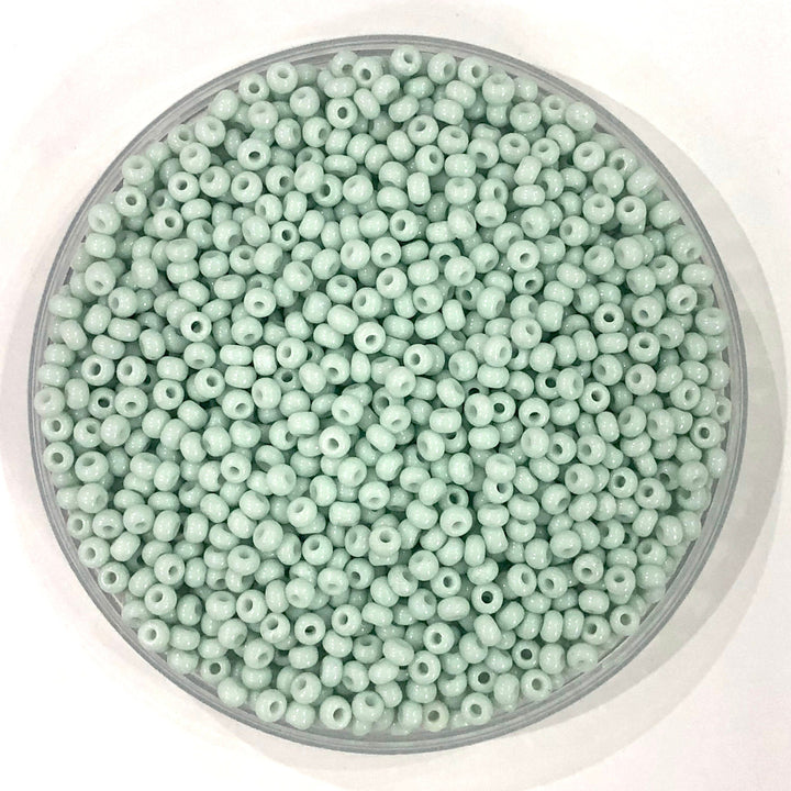 Preciosa Seed Beads 8/0 Rocailles- Round Hole-100 Gr, 03262 Green 1 Dyed Chalk White