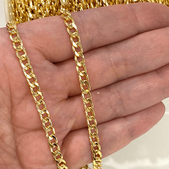 24 Karat glänzend vergoldete Gourmet-Kette, 7 x 4 Gold-Gourmet-Kette