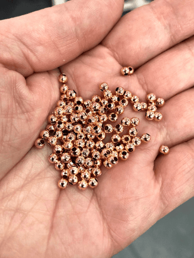 Boules d'espacement en or rose de 3 mm, perles d'espacement en or rose de 3 mm, 100 pièces dans un paquet,
