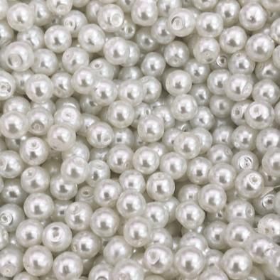 Glass Pearl Beads 3mm, 100 gr ,Approx 2.200 Beads,White Color, White Glass Pearl