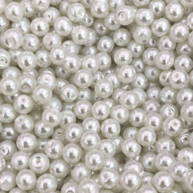 Glass Pearl Beads  3mm, 100 gr ,Approx 2.200 Beads,White Color, White Glass Pearl