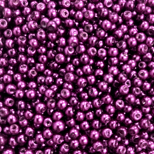 Glass Pearl Beads 3mm,  Purple Color