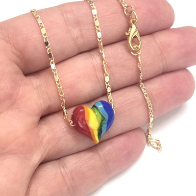 Hand Made Murano Glass Rainbow Heart Charm