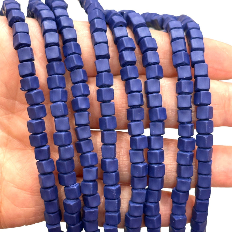 Perles en argile polymère bleu agate 6x6mm, entretoises en argile polymère 6mm