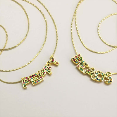24Kt Gold Plated Brass Multicolor Micro Pave Initial Charms