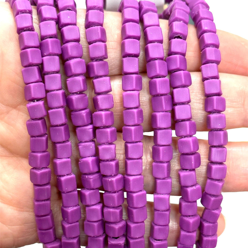 Purple Polymer Clay Cube 4mm Beads, 4mm Polymer Clay Spacers