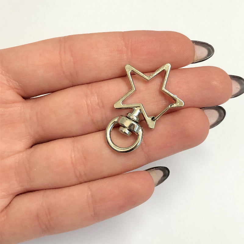 Rhodium Plated Star Shape Large Swivel Lobster Clasp