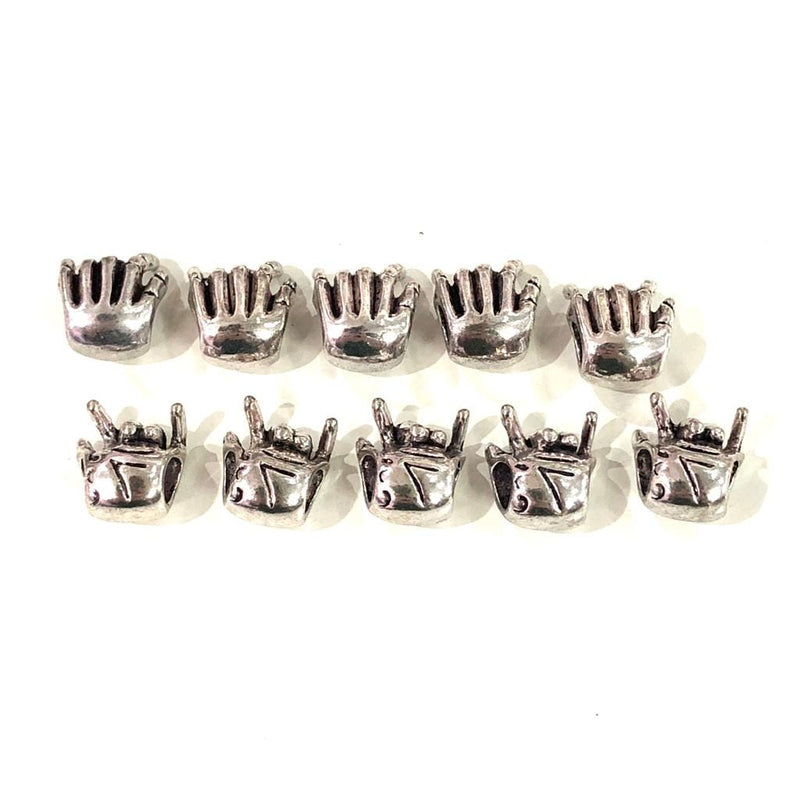 Silver Rock Fingers Pandora Charms, 13x9 mm Silver Rock Fingers Pandora Spacers, 10 pcs in a pack