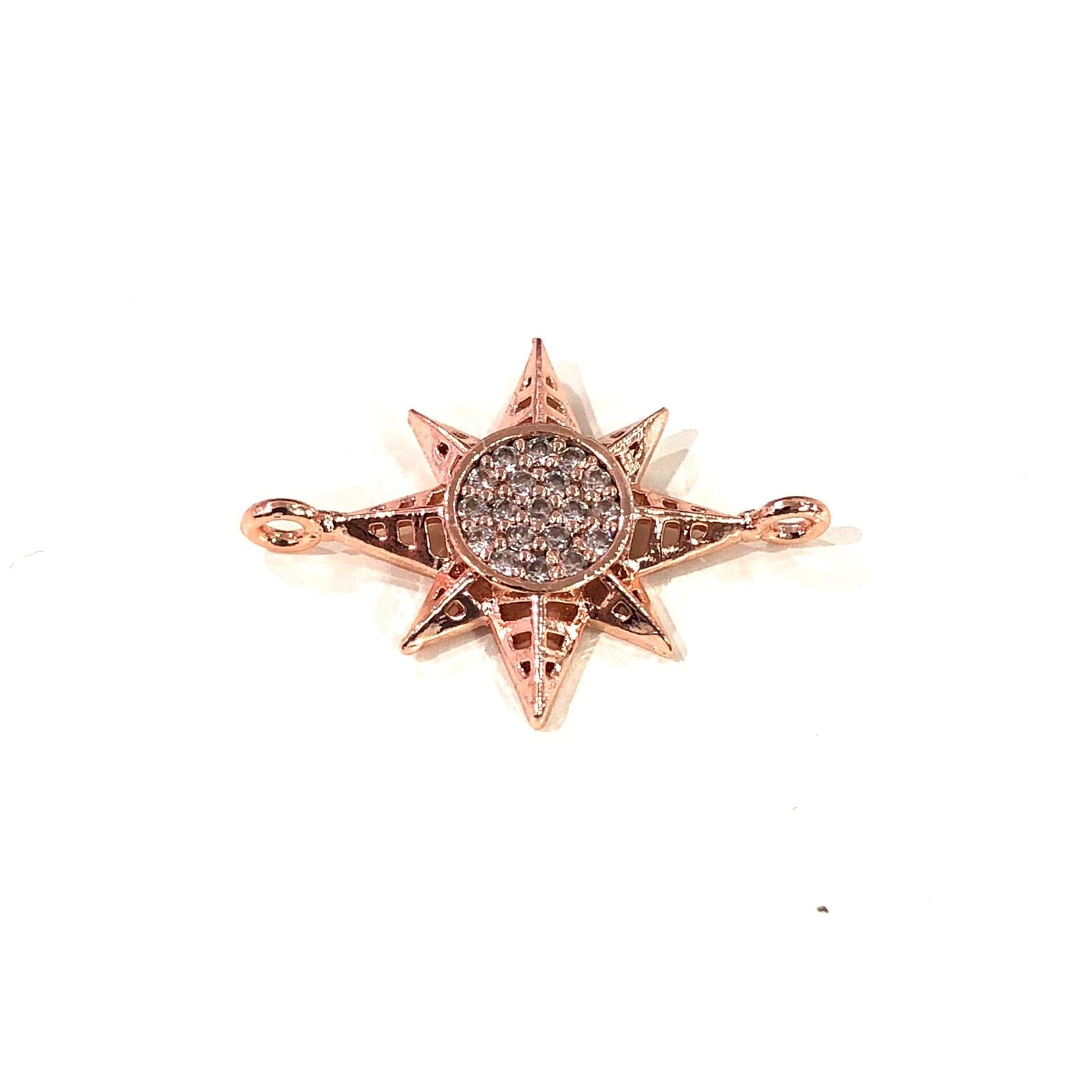 Star Double Loop Rose Gold Plated Charms, Bracelet Charms, Connector Charms