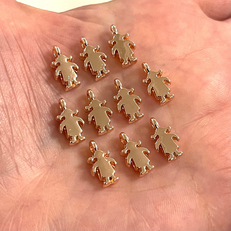 Rose Gold Plated Girl Charms, 10 pcs in a pack