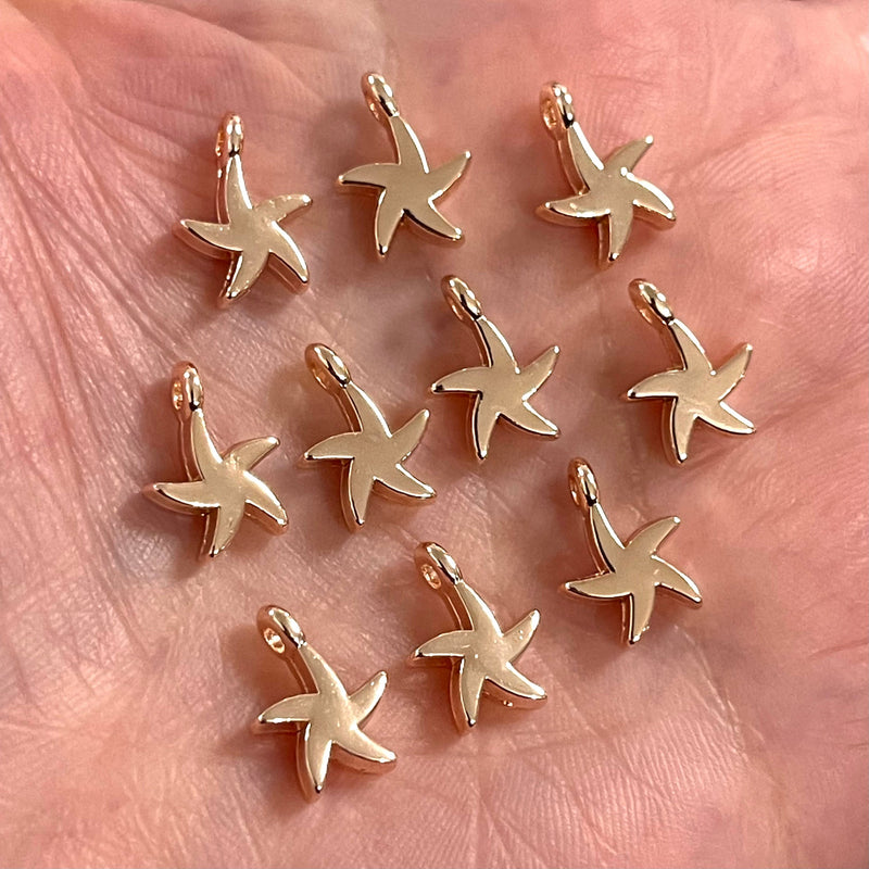 Breloques étoile de mer plaqué or rose, 10 pièces dans un paquet