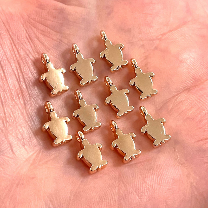 Rose Gold Plated Turtle Charms, 10 pcs in a pack
