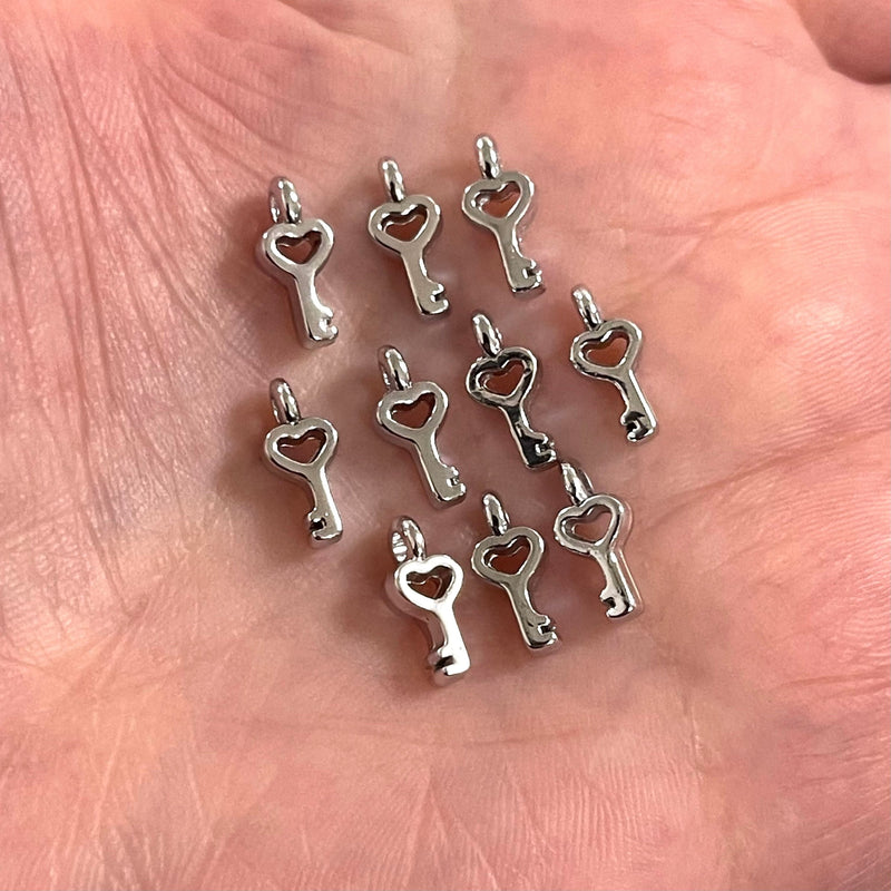 Charmes de clé plaqués argent, 10 pièces dans un paquet
